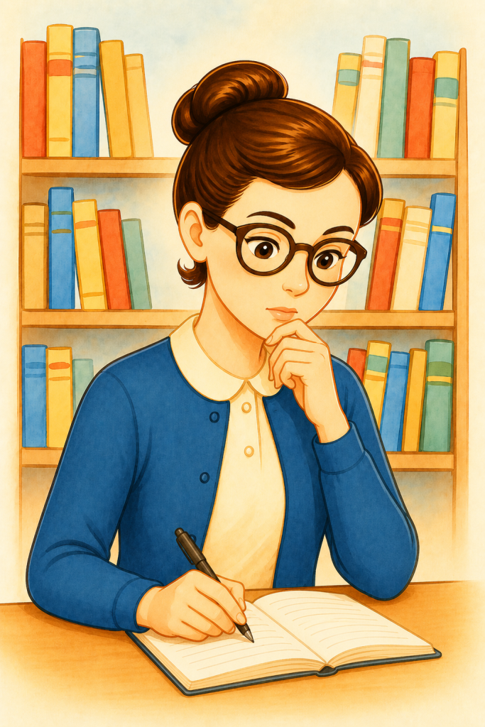 Portrait Action Illustration d’Aurore Tran en train d’écrire dans un carnet